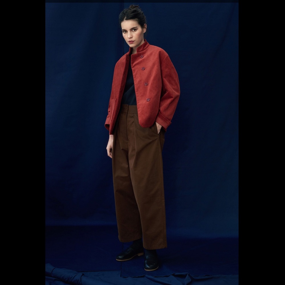Sezane Red Stand-Collar Jacket